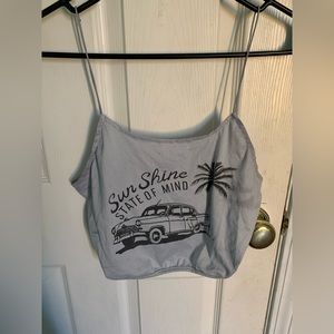 Shein Silver Sunshine State Of Mind Cropped Graphic Tank Top